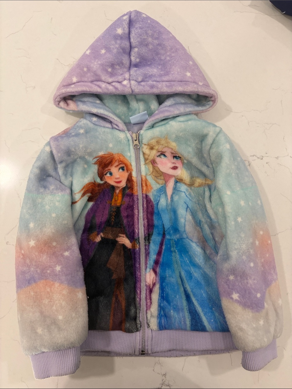 Disney Girls Lavender Purple Blue Frozen Hooded Coat